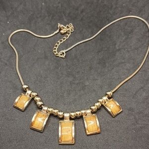 Gold Tone Necklace with Graduated Rectangular Pendants